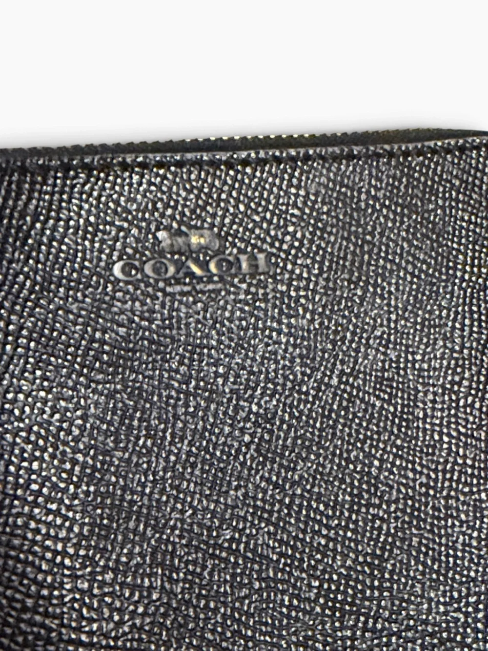 Coach Black Crossgrain Leather Small Zip Wristlet Pouch Purse Gold Hardware
